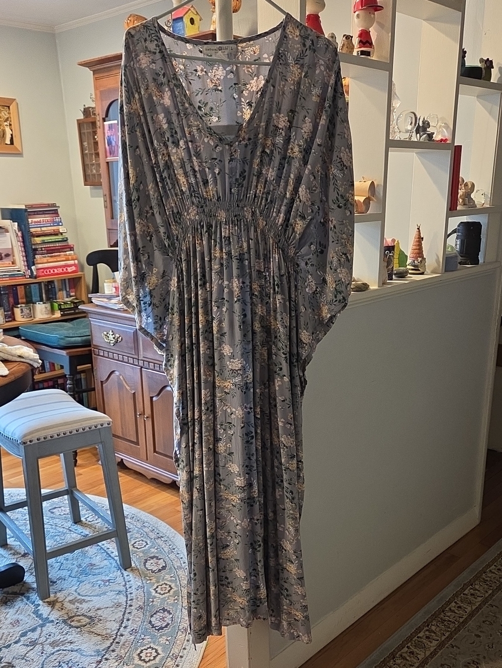 NATURALIFE Sanibel Dusty Blue Floral Kaftan
